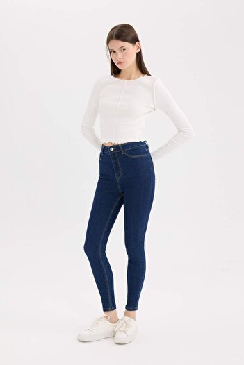 DeFacto Jegging Yüksek Bel Bilek Boy Dar Paça Basic Düz Jean Pantolon B7498ax24au