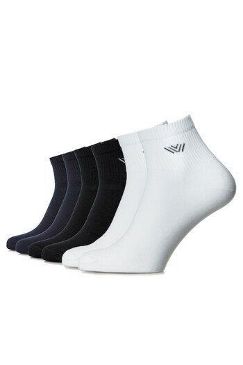 OEM Set 6 pairs of dynamic combed cotton socks, seamless, men, navy-blue-black-white, size 44-46