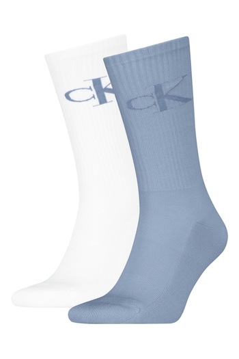 Calvin Klein , Set of long socks with logo - 2 pairs, Dusty blue, Dirty white, Size 43-46