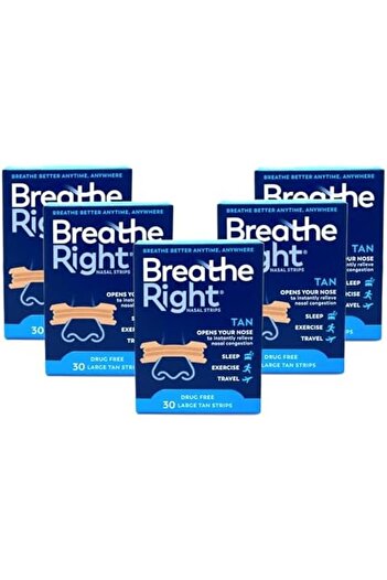 Breathe Right Nasal Strips to Stop Snoring, Drug-Free, Original Tan Large, 30 count, 5 Packages