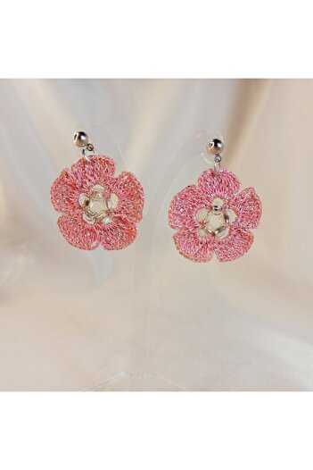 Crystal Atelier Hand Knitted Flower Earrings–Lightweight, Colorful, Suitable for Summer Combinations, Handmade, Gift Accessory, Casual Earrings