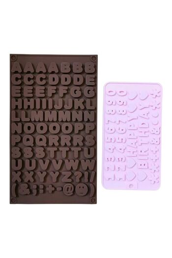 Generic 2-Piece Silicone Alphabet & Number Moulds for Chocolate & Candy