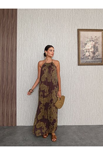 ESRAHELVACI Μακρύ φόρεμα Jacquard με χαμηλή πλάτη