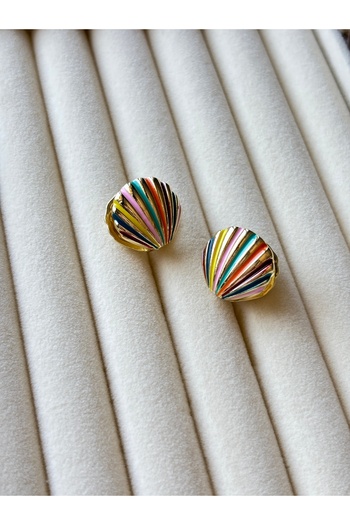 lotusbybuket Multicolor Sea Shell Gold Steel Earrings
