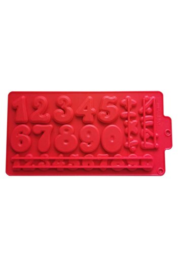 Generic Silicone Number Mould – Vibrant Red 0-9 Baking Tray