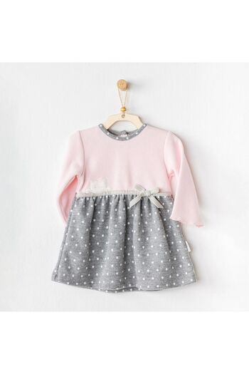 Budi Andywawa Ac24391 Meow Baby Dress Set Pink Gray