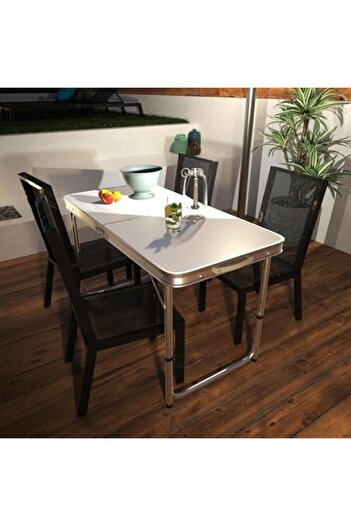 SKY TOUCH SKY-TOUCH Folding Trestle Camping Table, Aluminum Alloy Folding Picnic Table, Lightweight Trestle Ta