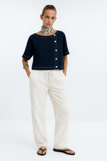 HAKKE Palazzo Rope Lace Linen Trousers