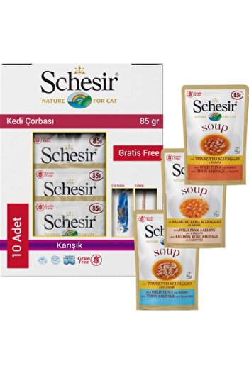 Schesir Cat Soup Karışık Kedi Çorbası 10 x 85 gr
