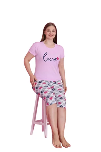 Emir Store Large Size Women's Pajama Set with Short Sleeve Capri. Xl,2Xl,3Xl Battal Size. # Bigsize Casual Cut