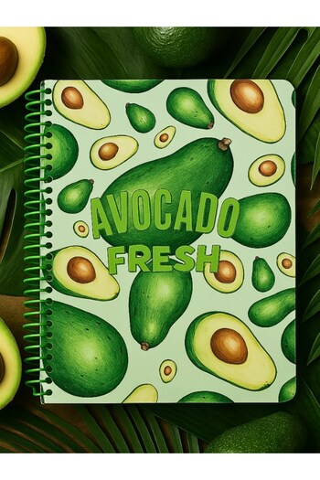 HediyeFilesi Avocado Fresh Themed Spiral Check Notebook – 80 Sheets / 160 Pages – 18X24 cm