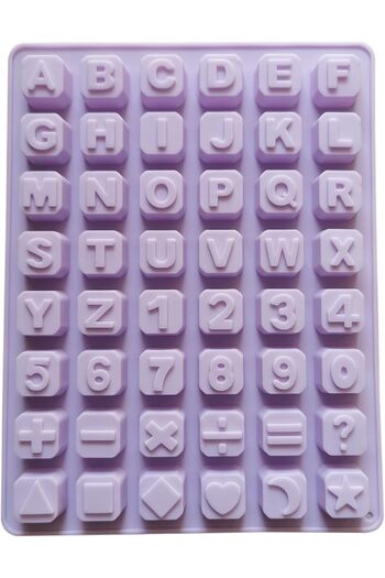 Generic Silicone Letter & Number Mould - 48 Cavities