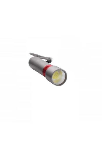 Bibilel Mini Lanterna metalica LED COB, alimentare cu baterii 3x R3, 11,5 x 3 cm, Argintiu Rosu
