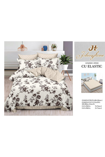 FIONNA.RO Finet Bed Linen With Elastic - Cream With Flowers