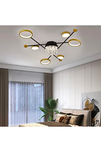 Alista Home LED chandelier with remote control and crystal GUIDE 38 W, 6 Elements, Cold/Warm/Neutral light, Dimmable, Black