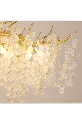 ALC-Shop Candelabru Cristal WALTZ Serenade, 5x G9, Auriu, 45cm, Inaltime Reglabila