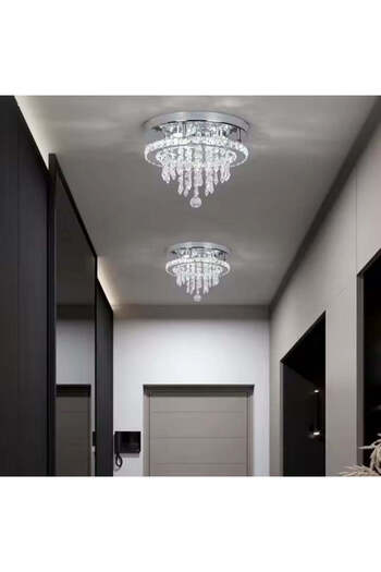 Alista Home LED Chandelier Alberico Round, 20W, Cool/Warm/Neutral Light, Crystal, Glossy Chrome