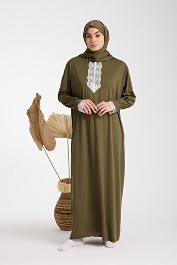 AKPİYYER One Piece Dress with Cap and Lace for Women Prayer