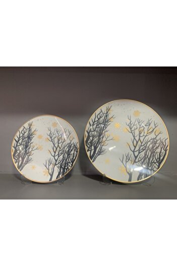 RiverWorld River World 12 Piece 6-Person Porcelain Cake and Serving Plate Set Gia Series