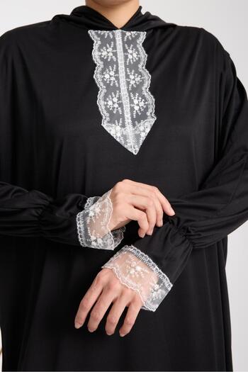 AKPİYYER One Piece Dress with Cap and Lace for Women Prayer