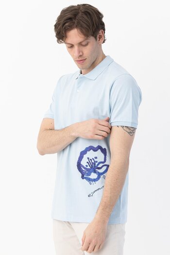 Sabri Özel Polo Neck Men's T-Shirt Light Blue