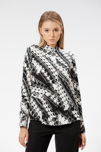 RVL Black/horse print viscose shirt