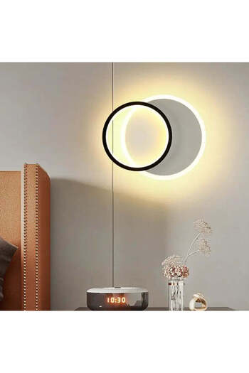 Alista Home Aplica LED SMALON 27 W, 2 Cercuri, lumina Rece/Calda/Neutra, Alb Negru