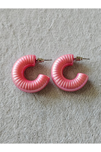 SiestaAccessories Pink Color Acrylic Hoop Earrings