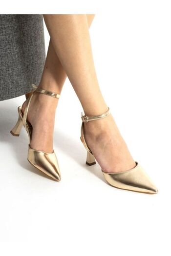 İNCEZEN SHOES Altın Rugan Topuklu Ayakkabı (7cm)
