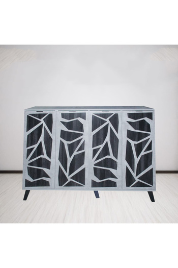 DEC22 Modern 4-door shoe cabinet, distinctive design, size 160 cm