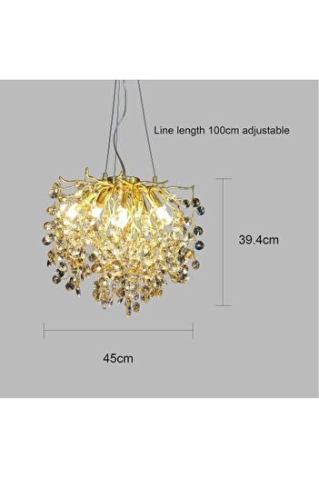 ELECTROPOWER Modern chandelier with golden touch and clear amber lighting