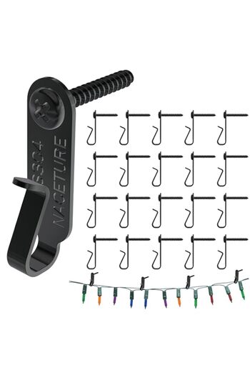 Generic 20 Pack String Light Hanger Hooks- Stainless Steel Light Clips, Outdoor Small Screw Hook For Christ