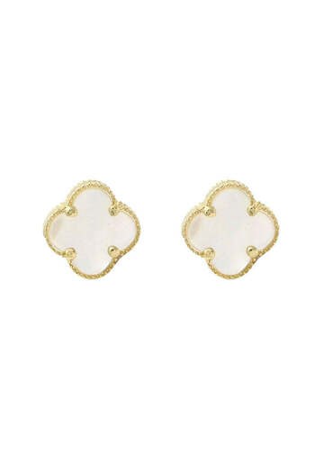 Bijuteria SORELLY 14k Gold Flower Earrings with 8mm Mother of Pearl