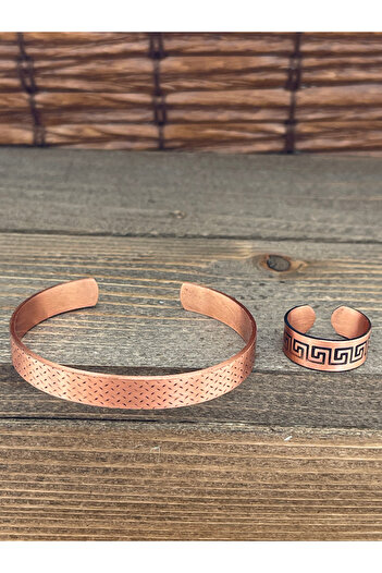 Rupen Kraft Adjustable Measure Pure Copper Bracelet Ring Set Copper Bracelet Copper Ring Set