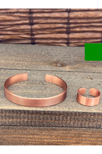 Rupen Kraft Adjustable Measure Pure Copper Bracelet Ring Set Copper Bracelet Copper Ring Set