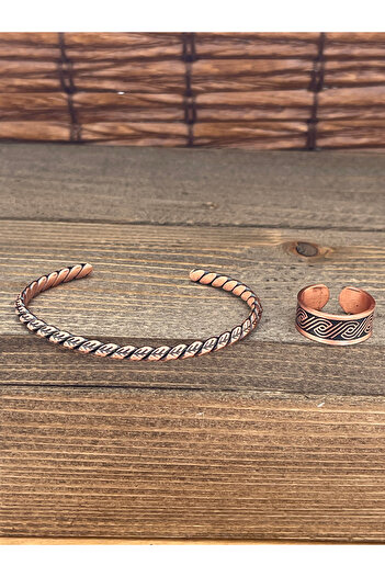 Rupen Kraft Adjustable Measure Pure Copper Bracelet Ring Set Copper Bracelet Copper Ring Set