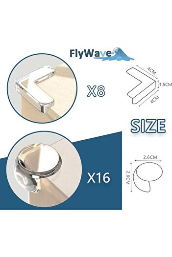 OEM Set 24 corner protectors for furniture, two models, made of transparent silicone