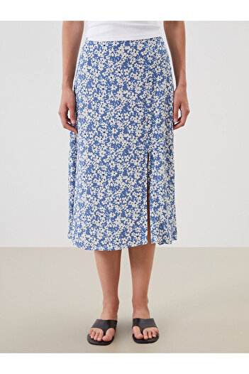 LC Waikiki Floral Slit Skirt with Elastic Waist