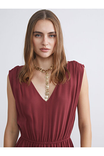 LC Waikiki V-Neck Waist Seated Dress