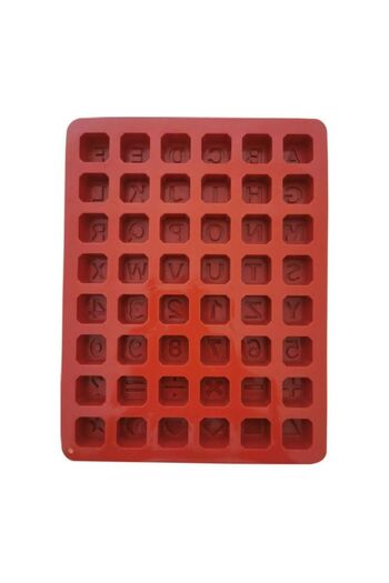 Generic Silicone Alphabet Number Fondant Mold, Brown Silicone Mould for Baking, 42 Cavities with Symbols