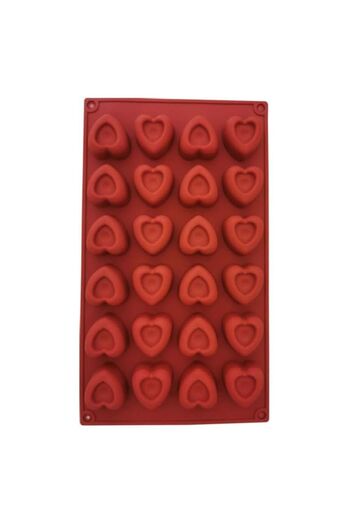 Generic 24 Cavity Heart Shape Chocolate Mold, Brown Silicone Baking Mould