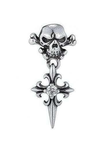Viking Gothic Skull Skull 316L Stainless&Blackened Steel Earrings