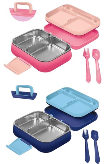 Open Home Concept Lunch Container with Handle 1 Liter Leakproof Sealed Stainless Steel Compartment Leakproof Food Storage Container