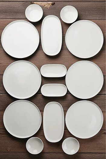 Home Blanc 14 Piece Porcelain Breakfast Set for 6 People White