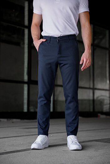 wamoss New Season Slim Fit Narrow Fit Linen Trousers Ktn3