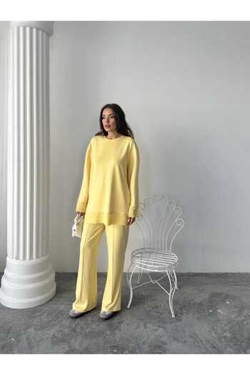 sportiness Dantel Detaylı Oversize Geniş Paça Modal Kumaş Eşofman Takım