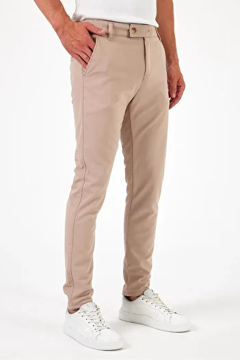 wamoss New Season Slim Fit Belted and Tongue Closure Linen Trousers Dil1