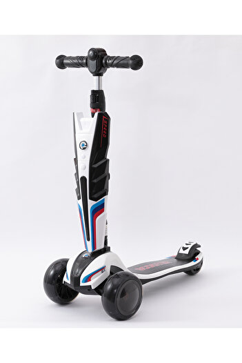 Fab N Funky Foldable Kids' Scooter with Adjustable Height, T-handlebar, 2 Years+, 65 x 28 x 89 cm - White/Black