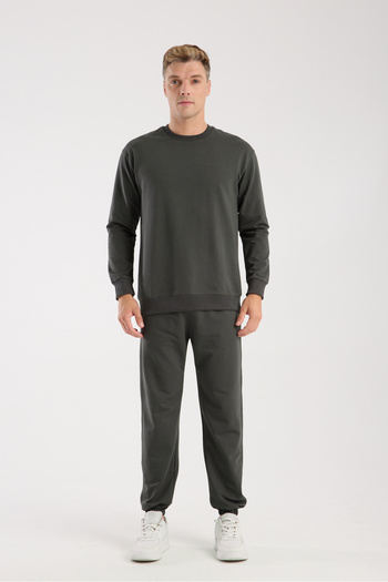 kaphone 10 Men's 0 Collar Oversize Leg Elastic Cotton Tracksuit Set
