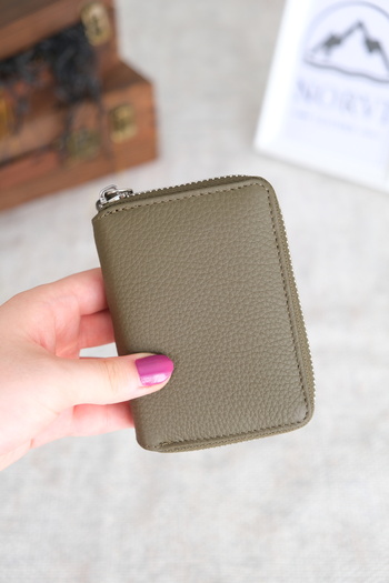 Norvi Leather Zippered Unisex Card Holder Wallet